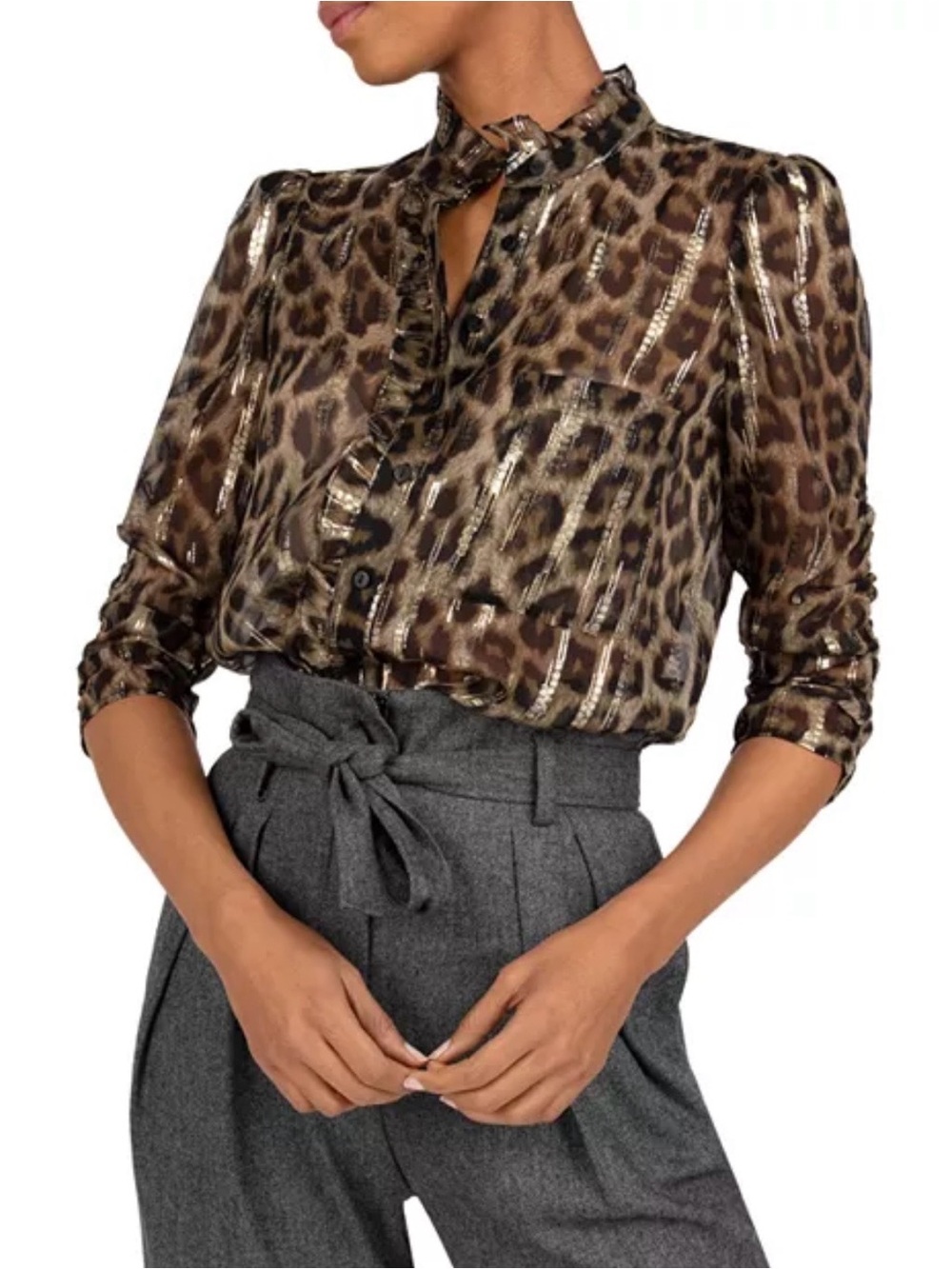 Ba&sh Jaura Metallic Leopard Print Blouse XS